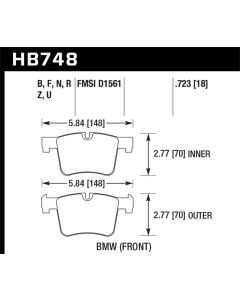 Hawk 12-16 BMW 328i/328i xDrive / 14-16 BMW 428i/428i xDrive DTC-70 Race Front Brake Pads - HB748U.723