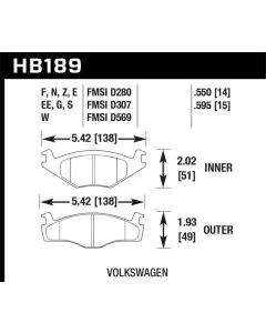 Hawk 79-84 Volswagen Rabbit / 85-90 Volkswagen Cabriolet DTC-60 Race Front Brake Pads - HB189G.595