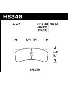 Hawk Brembo Disc DTC-70 w/ 1.140in Thickness Race Brake Pads - HB348U1.14
