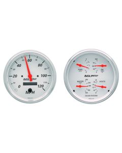 AutoMeter Gauge Kit 2 Pc. Quad & Speedometer 5in. Arctic White - 1303
