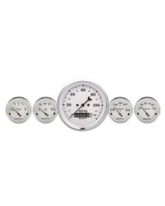 AutoMeter Gauge Kit 2 Pc. Quad & Speedometer 3-3/8in. Old Tyme White - 1600