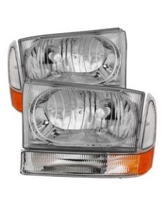 Xtune Ford F250/350/450 Superduty 99-04 Crystal Headlights w/ Bumper Lights HD-JH-FF25099-AM-C - 9025419