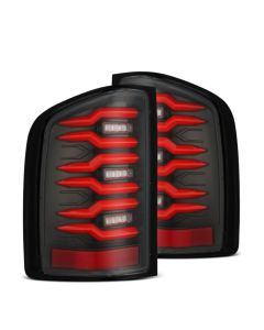 AlphaRex 07-14 Chevrolet Silverado 1500/2500HD/3500HD Luxx-Series LED Tail Lights Black/Red - 620000