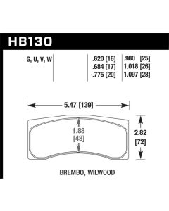 Hawk Universal Brembo DTC-70 Race Brake Pads - HB130U1.097