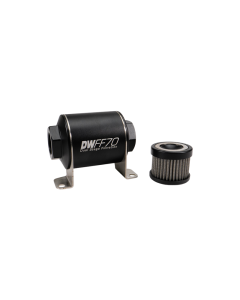 DeatschWerks Stainless Steel 8AN 40 Micron Universal Inline Fuel Filter Housing Kit (70mm) - 8-03-070-040K