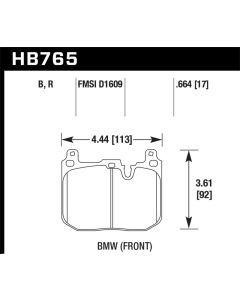 Hawk 2014 BMW 228i 2.0L Base M Sport Blue Painted Caliper Front ER-1 Brake Pads - HB765D.664