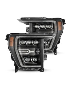 AlphaRex 21-22 Ford F-150 NOVA LED Proj Headlights Plank Style Blk w/Activ Light/Seq Signal - 880137