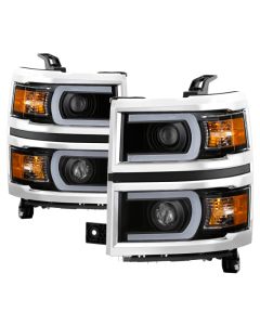 xTune Chevy Silverado 1500 14-15 Projector Headlights Light Bar DRL Black PRO-JH-CS14-LBDRL-BK - 9034961