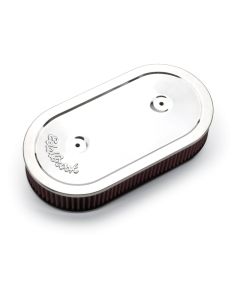 Edelbrock Air Cleaner Pro-Flo Series Oval Steel Top Cloth Element 13 5In X 7In X 3 5In Chrome - 1236