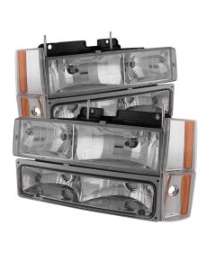 xTune GMC Yukon 92-93 Crystal Headlights w/ Corner & Bumper Chrome HD-JH-GMCCK88-AM-C-SET - 5077424