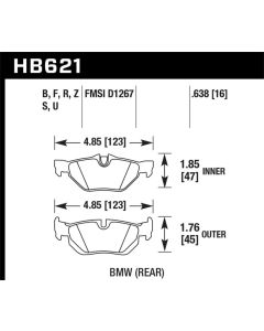 Hawk 2011 BMW 125i Rear ER-1 Brake Pads - HB621D.638