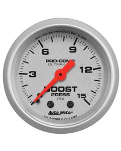 Autometer Ultra-Lite 52mm 0-15 PSI Mechanical Boost Gauge - 4302