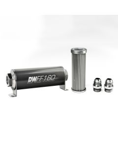 DeatschWerks Stainless Steel 10AN 5 Micron Universal Inline Fuel Filter Housing Kit (160mm) - 8-03-160-005K-10