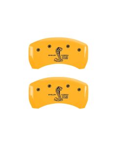 MGP Rear set 2 Caliper Covers Engraved Rear GT500 Shelby & Cobra Yellow finish black ch - 10010RGT5YL