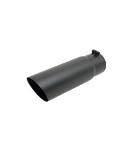 Gibson Round Single Wall Angle-Cut Tip - 4in OD/2.5in Inlet/12in Length - Black Ceramic - 500552-B