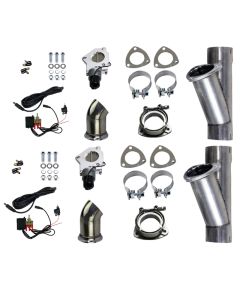 Granatelli 2.5in Aluminized Mild Steel Electronic Dual Exhaust Cutout w/Slip Fit & Band Clamp - 303525D