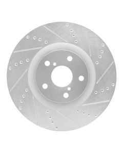 R1 09-11 Lexus GS450H Right Front Drilled & Slotted Silver Brake Rotor - 631-75028D
