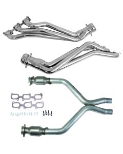 BBK 11-14 Ford Mustang V6 1-3/4 Long Tube Headers w/High Flow Catted X-Pipe (Silver Ceramic) - 16422