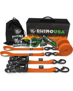 Rhino USA Heavy Duty Ratchet Tie-Downs 2-Pack (Orange) 1.6In X 8Ft - HDKIT-2PK-ORG