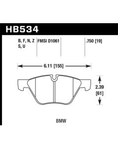 Hawk 08-12 BMW 128i /06 325i/325Xi /07 328i/328Xi /06 330i/330Xi Front HT-10 Race Brake Pads - HB534S.750