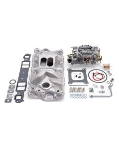 Edelbrock Manifold And Carb Kit Performer Eps Small Block Chevrolet 1957-1986 Natural Finish - 2021