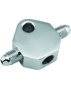 Bikers Choice Chrome Brake Tee 1/8 NPT Center Hole Male AN-3 Side Holes - 498410