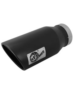 aFe POWER MACH Force-Xp 5in 304 Stainless Steel Exhaust Tip 5In x 7Out x15Lin Bolt-On Right-Blk - 49t50702-b15