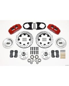 Wilwood Dynapro 6 Front Hub Kit 12.19in Drilled Red 37-48 Ford Psgr. Car Spindle - 140-10739-DR