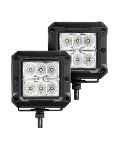 Go Rhino Xplor Bright Series Cube LED Flood Light Kit (Surface/Threaded Stud Mount) 3x3 - Blk (Pair) - 751803023FCS