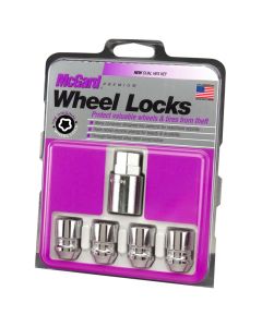 McGard Wheel Lock Nut Set - 4pk. (Cone Seat) 1/2-20 / 3/4 & 13/16 Dual Hex / 1.28in. Length - Chrome - 24193