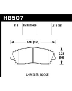 Hawk 09-10 Dodge Challenger SE/06-10 Charger SE/05-10 Chrysler 300 HPS Street Front Brake Pads - HB507F.711