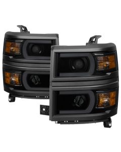 xTune Chevy Silverado 1500 14-15 Projector Headlights Light Bar DRL Smoked PRO-JH-CS14-LBDRL-BSM - 9034978