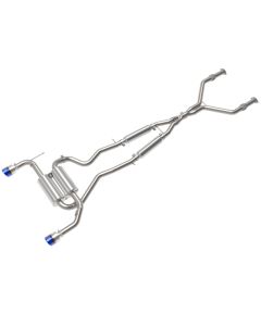 aFe 14-15 Infiniti Q50 V6 3.7L Takeda 2-1/2in 304 SS Cat-Back Exhaust System w/ Blue Flame Tips - 49-36136-L