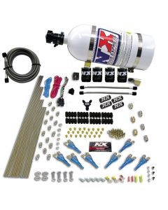 Nitrous Express 8 Cyl Shark Direct Port 4 Solenoids Nitrous Kit (200-600HP) w/10lb Bottle - 90006-10