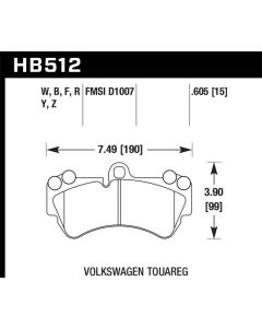 Hawk 08 Porsche Cayenne GTS/Turbo / 03-09 Cayenne / 04-05 VW Touareg DTC-30 Race Front Brake Pads - HB512W.605