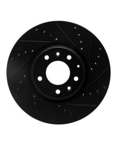 R1 06-07 Mazda 6 Front Right Drilled & Slotted Black Brake Rotor - 633-80045R