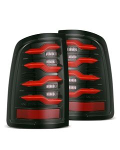 AlphaRex 09-18 Dodge RAM LUXX-Series LED Taillights Black Red w/Actv Light & SS - 640002