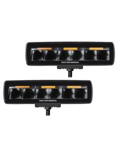 Go Rhino Xplor Blackout Combo Series Sixline LED Spot Lights w/Amber (Surface Mount) - Blk (Pair) - 750600622SBS