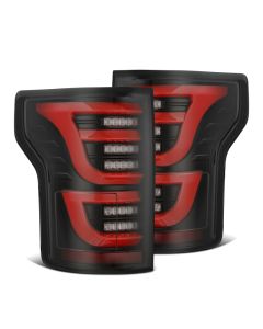 AlphaRex 15-20 Ford F-150 Luxx LED Tail Lights (Pair) Black/Red (Not For Blind Spot Sensor Models) - 652050