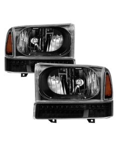 xTune Ford F250 F350 Superduty Excursion 99-04 OEM Style Headlights - Black HD-JH-FF25099-SET-LED-BK - 9035210