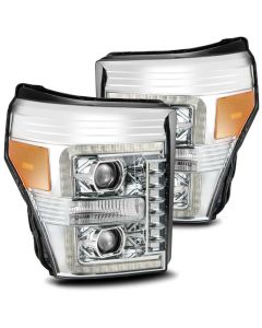 AlphaRex 11-16 Ford F-350 SD LUXX LED Proj Headlights Plank Style Chrm w/Activ Light/Seq Signal/DRL - 880145