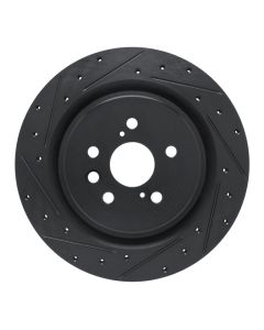 R1 2020-2025 Lexus RX350 Rear Left Drilled & Slotted Black Brake Rotor - 633-75065L