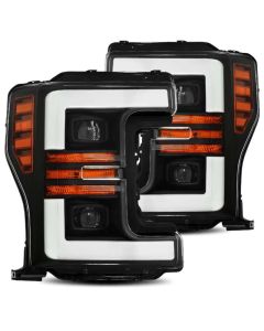 AlphaRex 17-19 Ford F-250 SD PRO-Series Proj Headlight Plnk Style Matte Blk w/Activ Light/Seq Signal - 880106