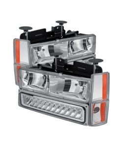 xTune GMC Yukon 92-93 Crystal Headlights w/ Corner & LED Bumper Chrome HD-JH-GMCCK88-LED-AM-C-SET - 5073549