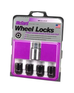 McGard Wheel Lock Nut Set - 4pk. (Cone Seat) 1/2-20 / 3/4 & 13/16 Dual Hex / 1.28in. Length - Black - 24025