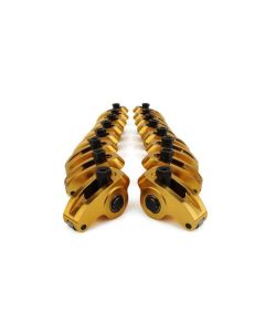 COMP Cams Ultra Gold Arc Rocker Arms for Small Block Chevy 1955-1986, Aluminum, Gold Anodized, 1.6 Ratio, Roller Tip - 19021-16