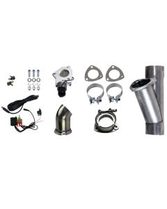 Granatelli 2.5in Aluminized Mild Steel Electronic Exhaust Cutout System w/Slip Fit & Band Clamps - 303525