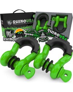 Rhino USA 3/4In D-Ring Shackle Set (2-Pack)(Green) - RNO-GRN-SHACKLES