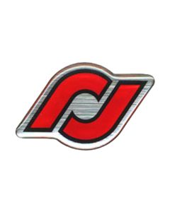 RockJock Sticker Epoxy Dome 1in Tall x 1.6in Wide Red Black and Silver - CE-9012RJ