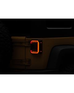Raxiom 07-18 Jeep Wrangler JK Axial Series LED Halo Tail Lights- Black Housing (Dark Smoked Lens) - J138358